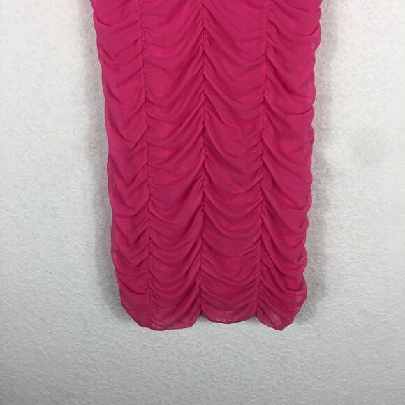 Zara Pink Ruched Mini Dress Size Large Tulle Corset Bustier Barbie Cocktail Y2K - Picture 10 of 14